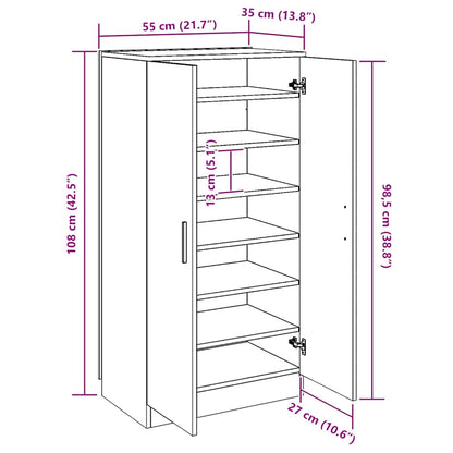 Shoe Cabinet 7 Shelves Oak