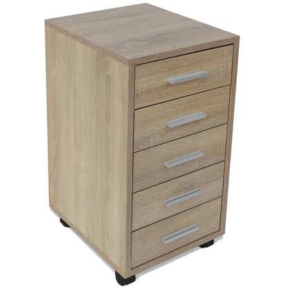 Office Drawer Unit | Oak | Engineered wood, MDF, Aluminium | Medium
