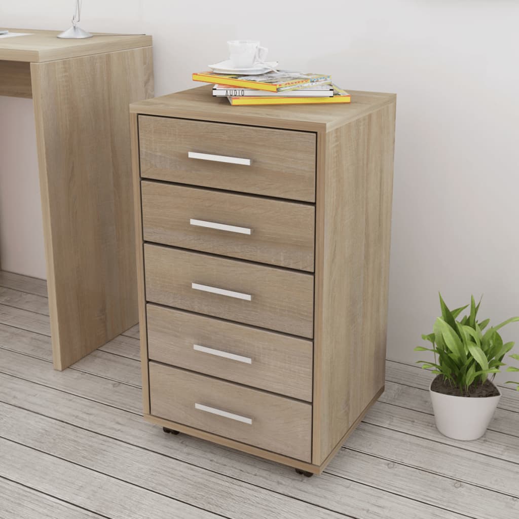 Office Drawer Unit | Oak | Engineered wood, MDF, Aluminium | Medium