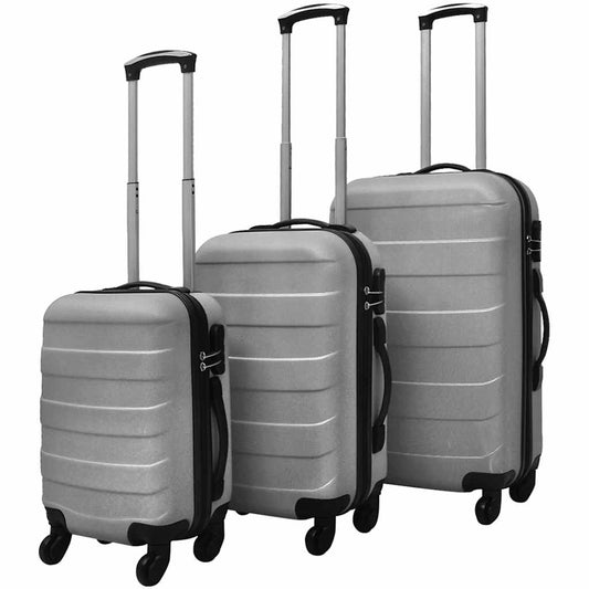 Three Piece Hardcase Trolley Set Silver 45.5/55/66 cm