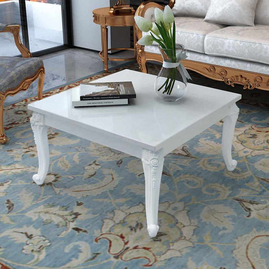 High Gloss Coffee Table | High gloss white | MDF and Plastic | 80 cm