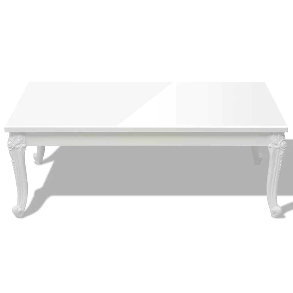 High Gloss Coffee Table | Shiny white | MDF and Plastic | 115x65x42 cm
