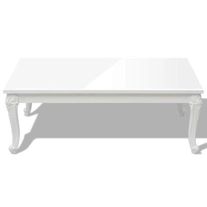 High Gloss Coffee Table | Shiny white | MDF and Plastic | 115x65x42 cm