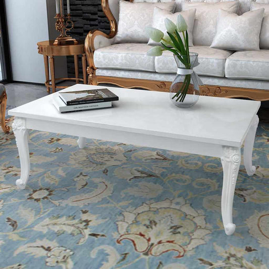 High Gloss Coffee Table | Shiny white | MDF and Plastic | 115x65x42 cm