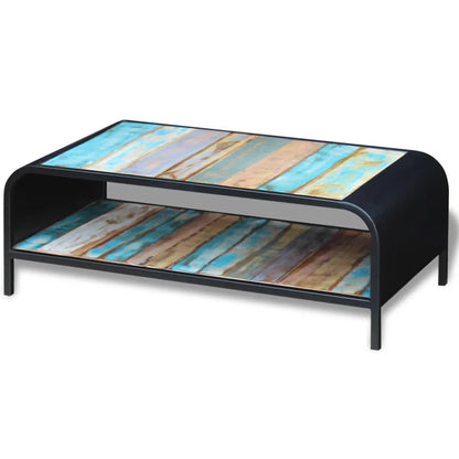 Coffee Table Multicolor Solid Reclaimed Wood Standard Rectangular