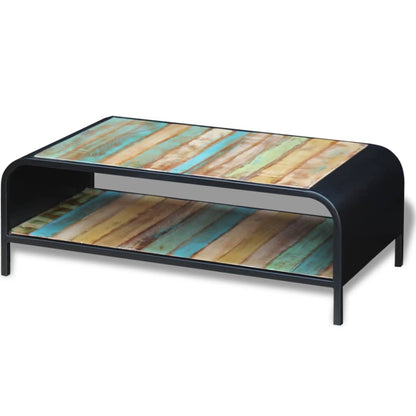 Coffee Table Multicolor Solid Reclaimed Wood Standard Rectangular