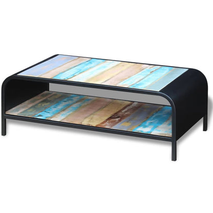 Coffee Table Multicolor Solid Reclaimed Wood Standard Rectangular