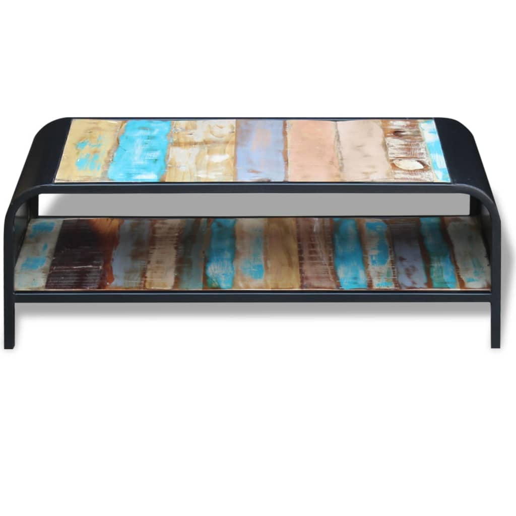 Coffee Table Multicolor Solid Reclaimed Wood Standard Rectangular