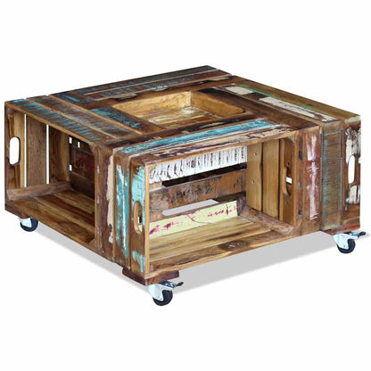 Coffee Table | Multicolour | Solid reclaimed wood | 70x70x35 cm