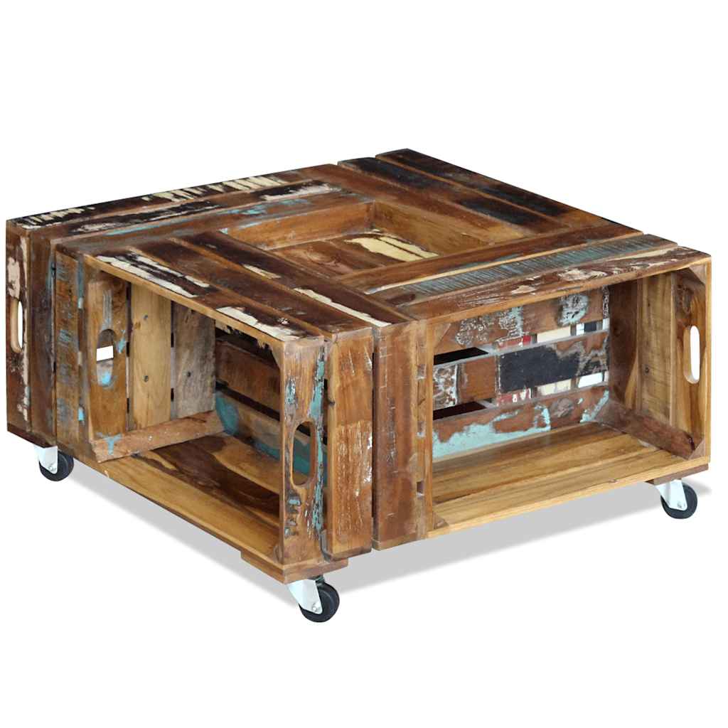 Coffee Table | Multicolour | Solid reclaimed wood | 70x70x35 cm