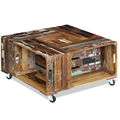 Coffee Table | Multicolour | Solid reclaimed wood | 70x70x35 cm
