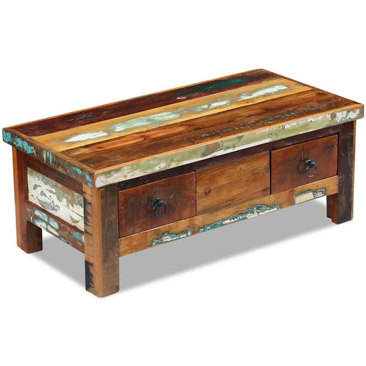 Coffee Table | Multicolour | Reclaimed Wood | 90 cm x 45 cm x 35 cm