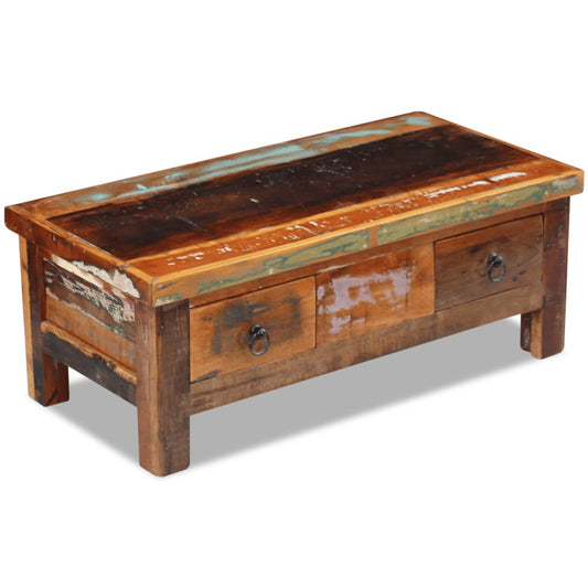 Coffee Table | Multicolour | Reclaimed Wood | 90 cm x 45 cm x 35 cm