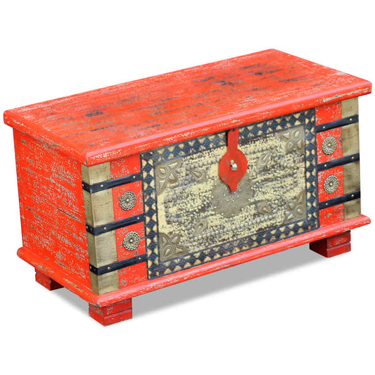 Storage Chest | Red | Mango Wood | Medium | Storage Chest | Rectangular
