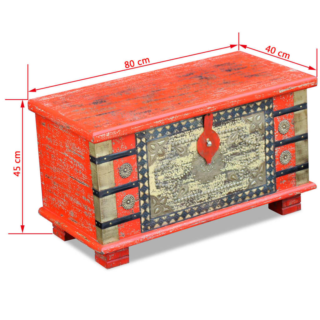 Storage Chest Red Mango Wood 80x40x45 cm