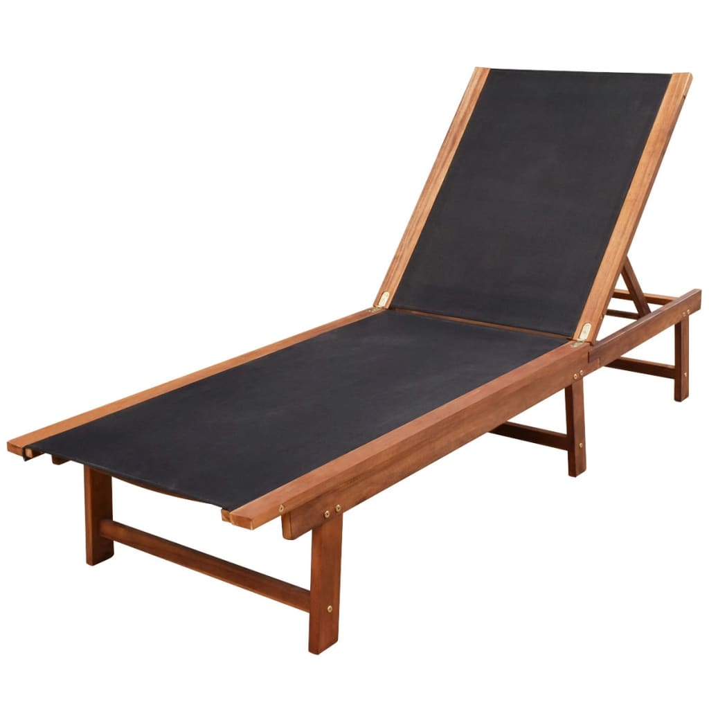 Sun Lounger | Dark wood, Black | Acacia wood and textilene | Full