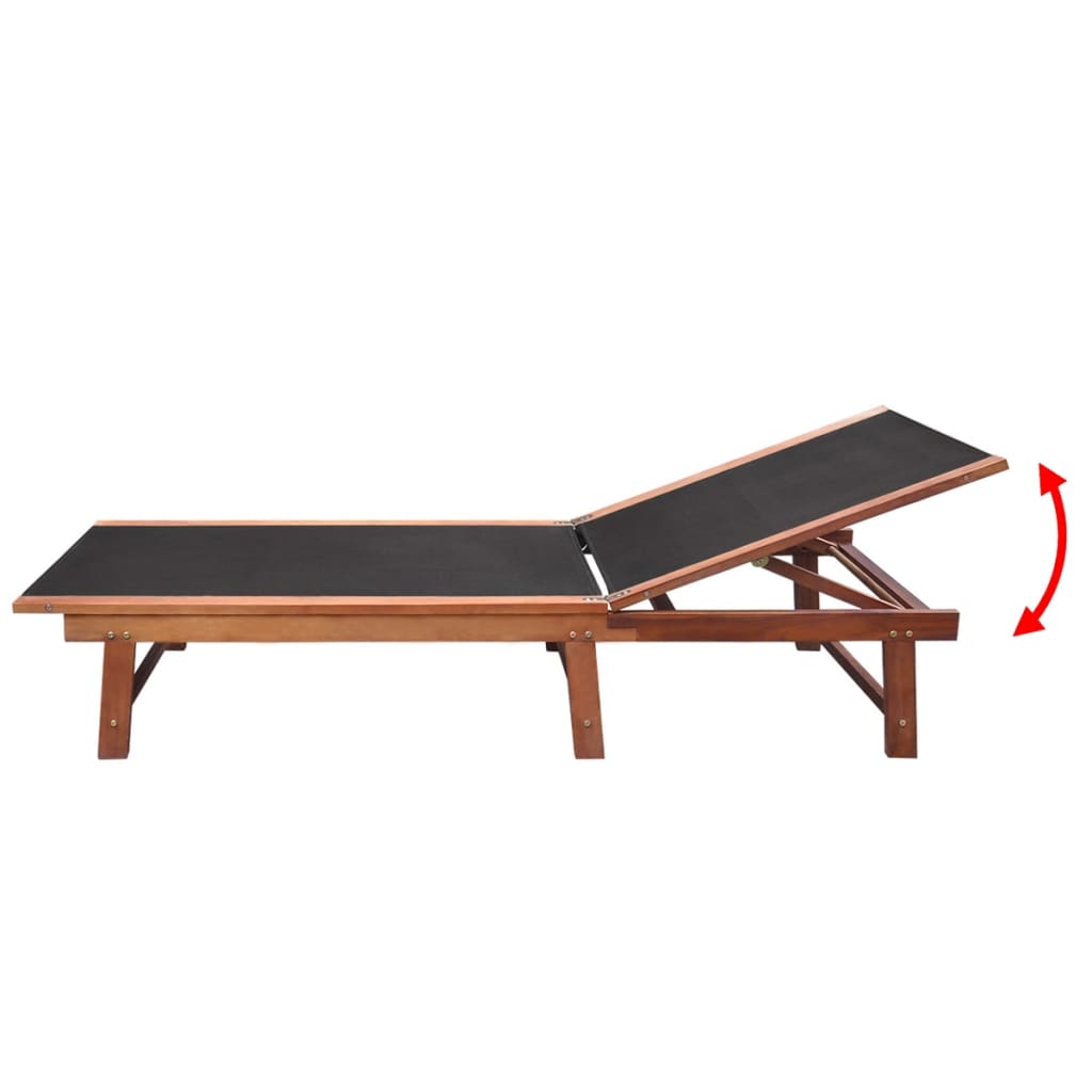 Sun Lounger | Dark wood, Black | Acacia wood and textilene | Full