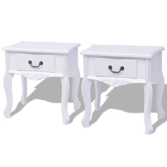 242750 vidaXL Bedside Cabinets 2 pcs MDF White