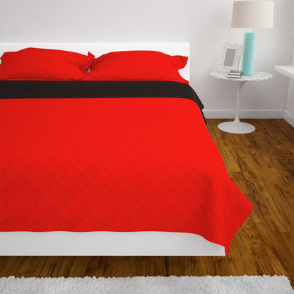 Double-sided Quilted Bedspread Red and Black 220x240 cm