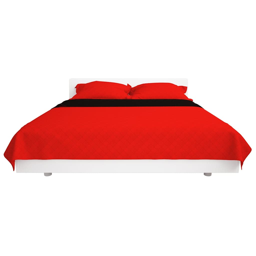 131554 vidaXL Double-sided Quilted Bedspread Red and Black 230x260 cm