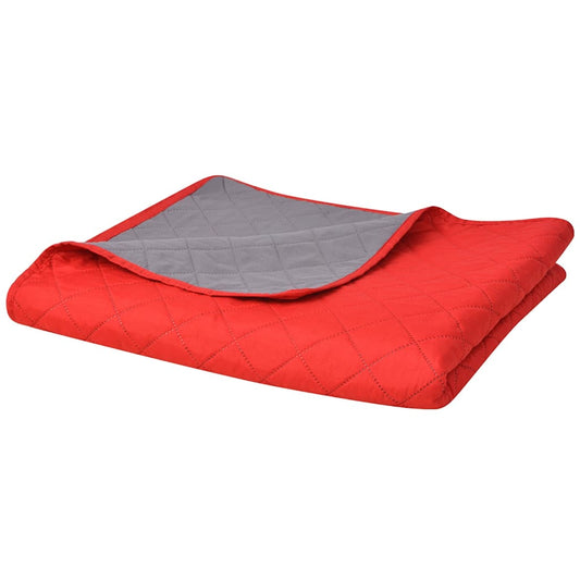 Bedspread | Red and Grey | Microfibre with PP cotton filling
