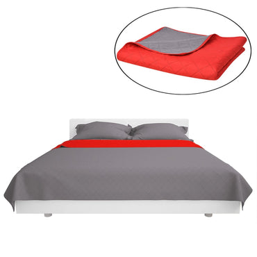 Double-sided Quilted Bedspread Red and Grey 170x210 cm