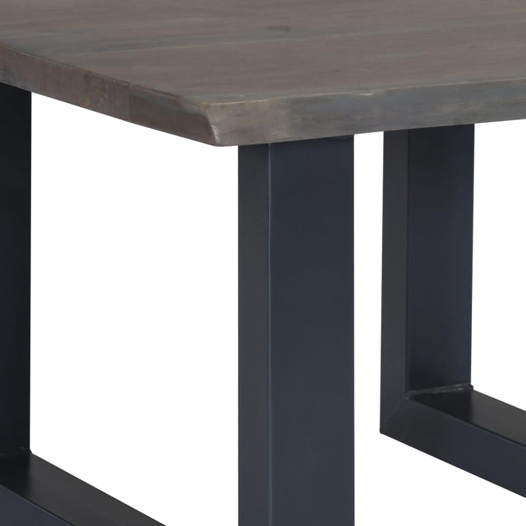 Coffee Table with Live Edges Gray 23.6"x23.6"x15.7"