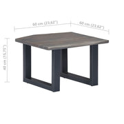 Coffee Table with Live Edges Gray 23.6"x23.6"x15.7"