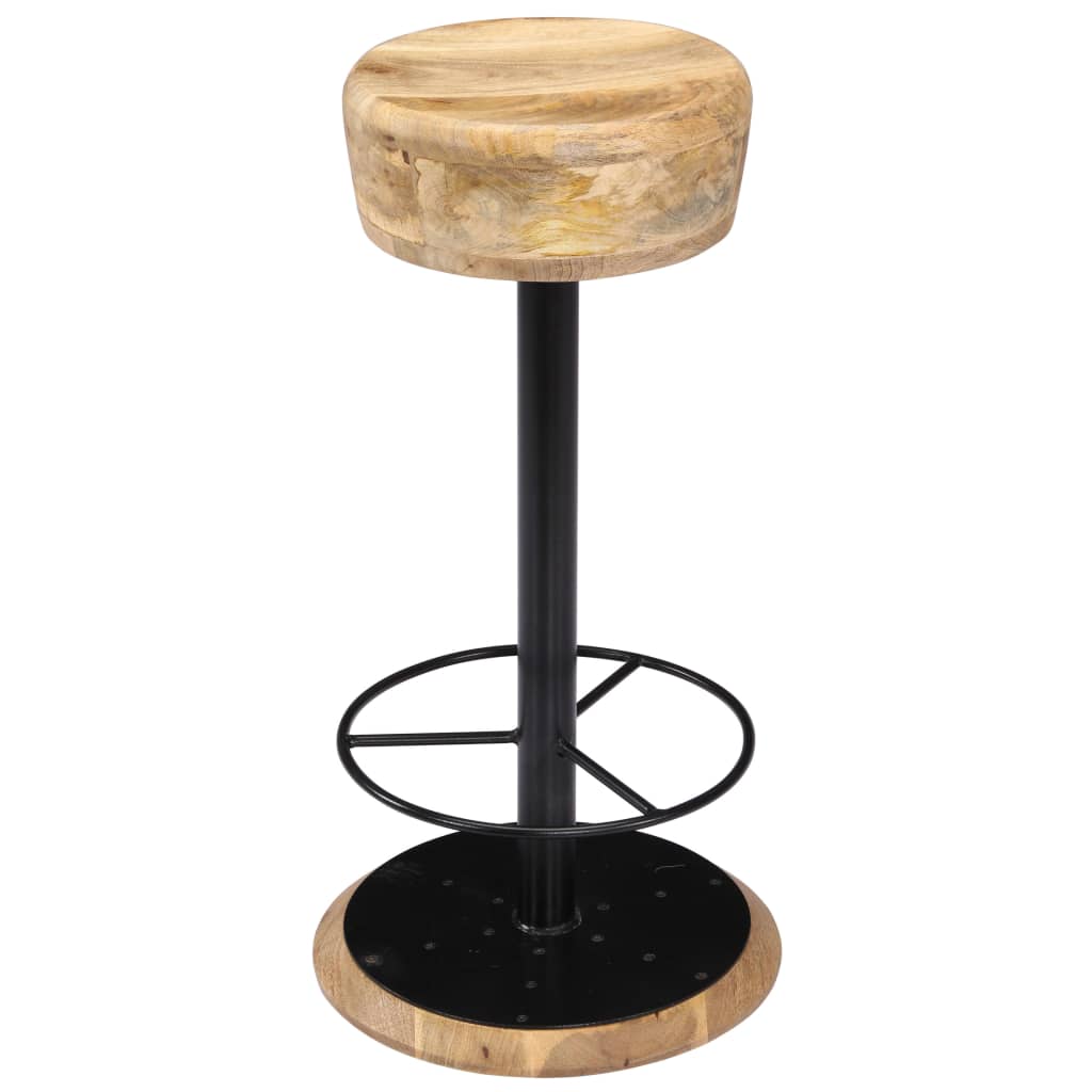 vidaXL Bar Chair Light Brown, Black Solid Mango Wood, Powder-Coated Iron