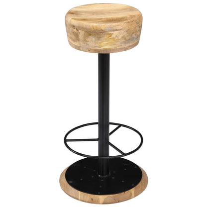vidaXL Bar Chair Light Brown, Black Solid Mango Wood, Powder-Coated Iron