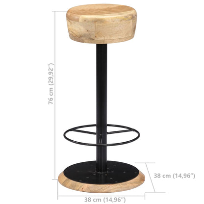 vidaXL Bar Chair Light Brown, Black Solid Mango Wood, Powder-Coated Iron