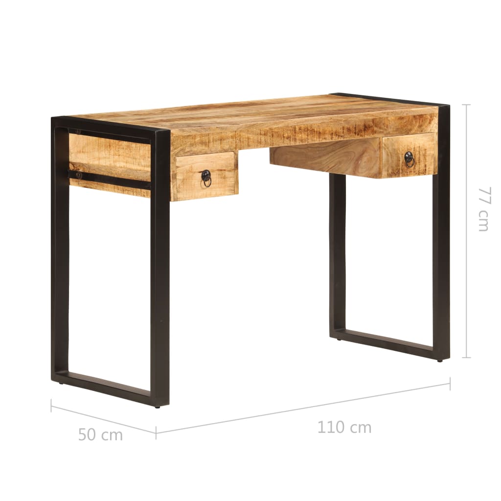 247400 vidaXL Desk with 2 Drawers 110x50x77 cm Solid Mango Wood