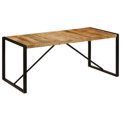 Dining Table Brown and Black Solid Mango Wood and Powder-Coated Steel