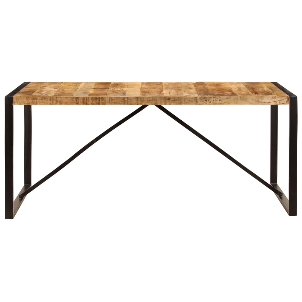 Dining Table Brown and Black Solid Mango Wood and Powder-Coated Steel