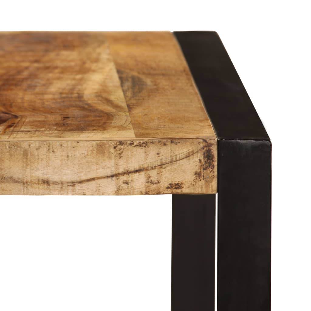 Dining Table Brown and Black Solid Mango Wood and Powder-Coated Steel