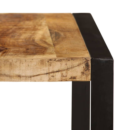 Dining Table Brown and Black Solid Mango Wood and Powder-Coated Steel