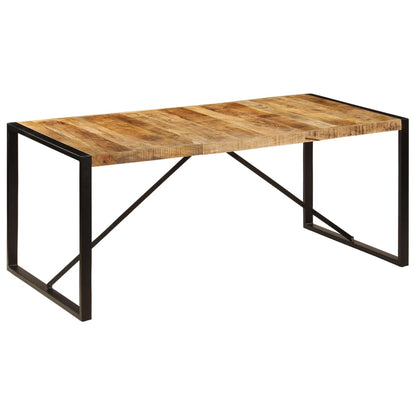 Dining Table Brown and Black Solid Mango Wood and Powder-Coated Steel