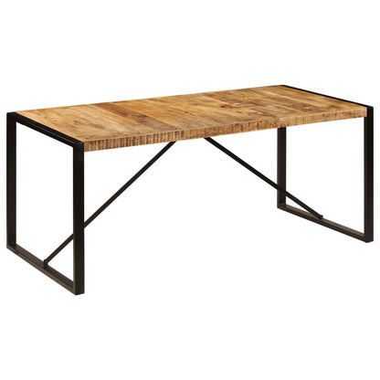 Dining Table Brown and Black Solid Mango Wood and Powder-Coated Steel