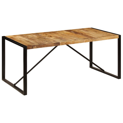Dining Table Brown and Black Solid Mango Wood and Powder-Coated Steel