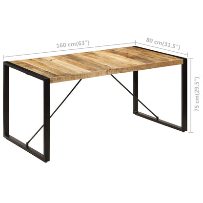 Dining Table Brown and Black Solid Mango Wood and Powder-Coated Steel