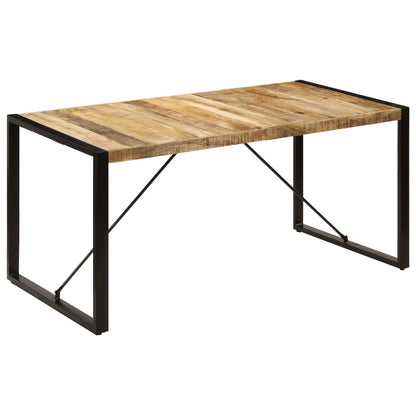 Dining Table Brown and Black Solid Mango Wood and Powder-Coated Steel
