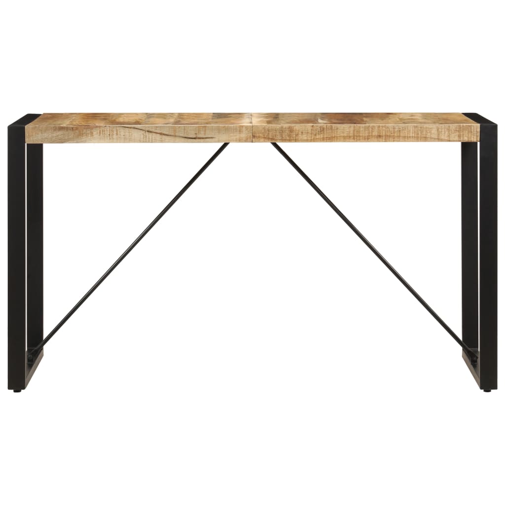 Dining Table Brown and black Solid mango wood, powder-coated steel