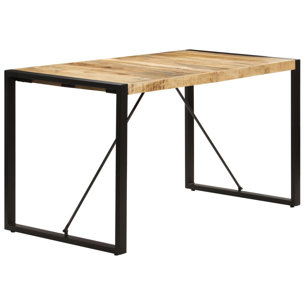 Dining Table Brown and black Solid mango wood, powder-coated steel