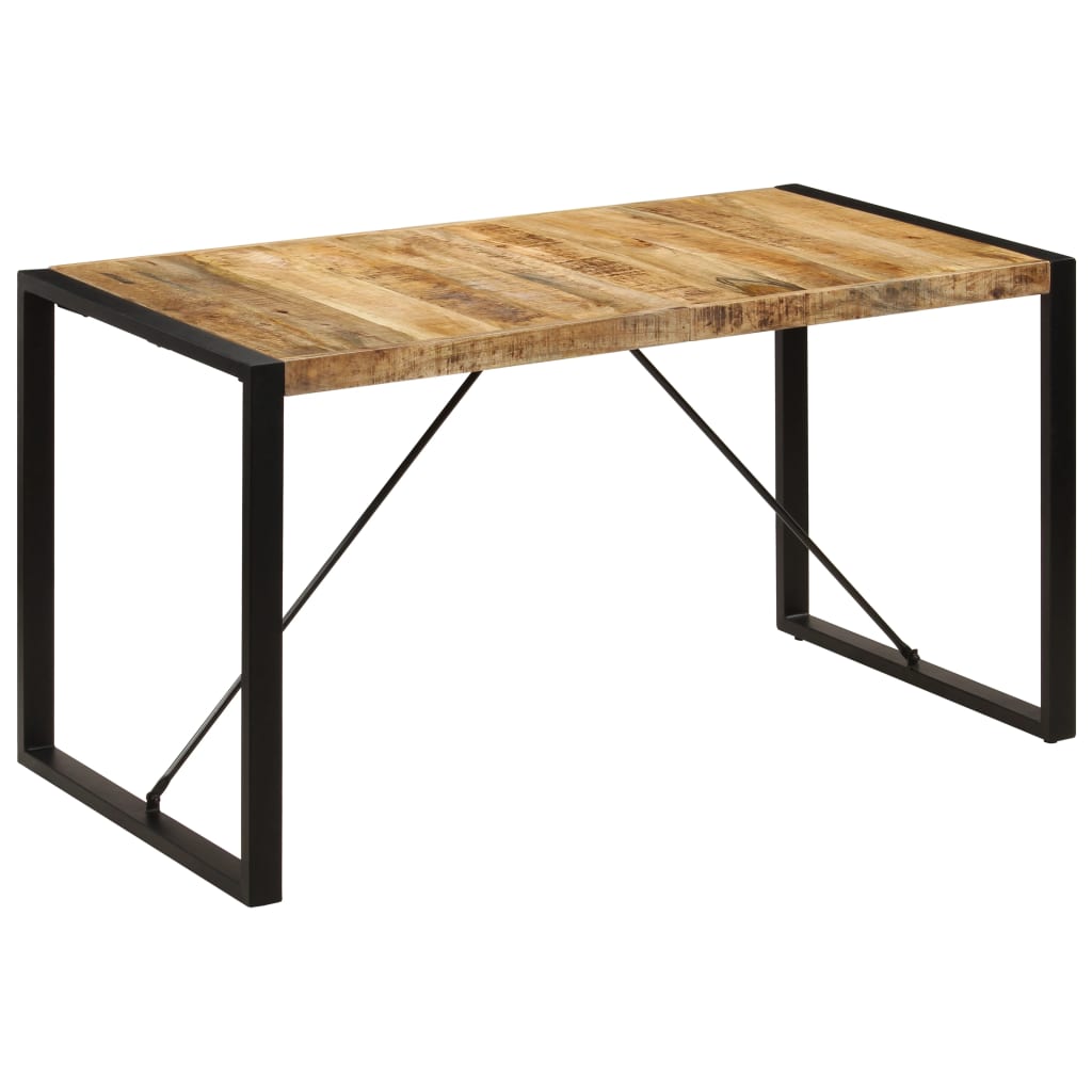 Dining Table Brown and black Solid mango wood, powder-coated steel