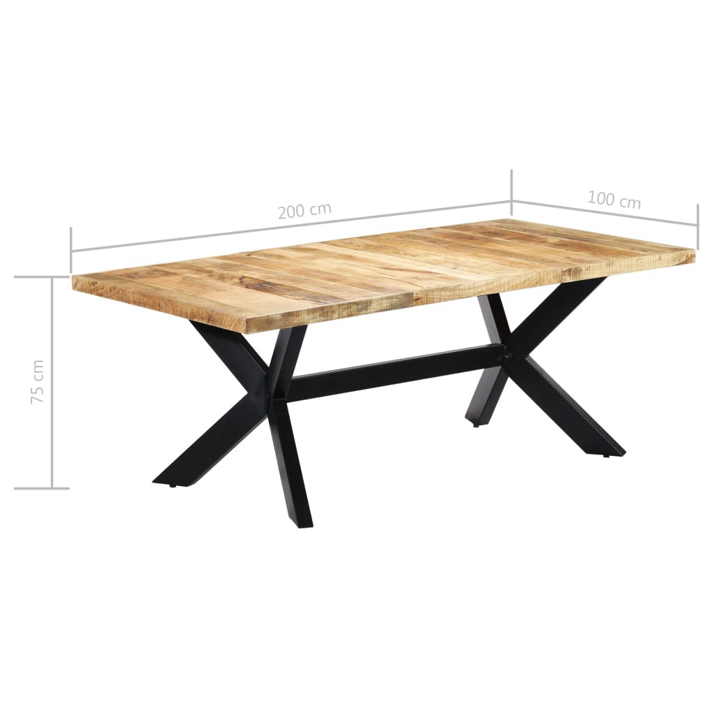 vidaXL Dining Table Brown Solid Mango Wood 78.7 x 39.4 x 29.5 in