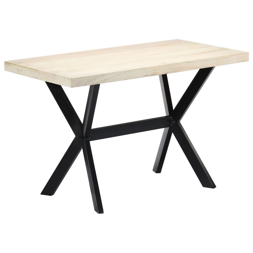 Dining Table White 120x60x75 cm Solid Mango Wood
