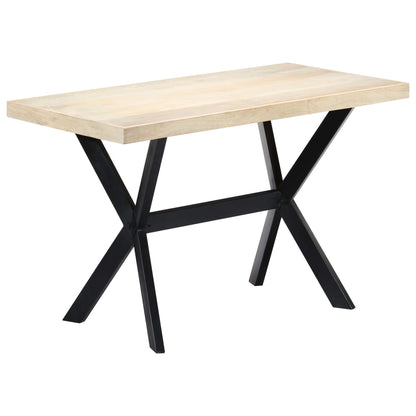 Dining Table White 120x60x75 cm Solid Mango Wood