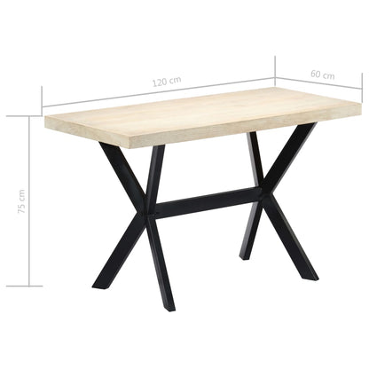 Dining Table White 120x60x75 cm Solid Mango Wood