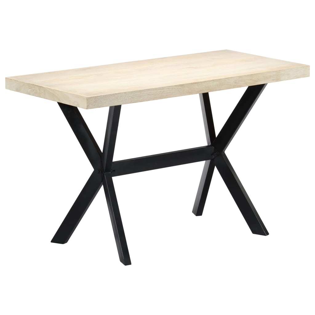 Dining Table White 120x60x75 cm Solid Mango Wood