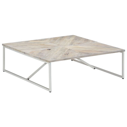 vidaXL Coffee Table White Solid Mango Wood 43.3 x 43.3 x 14.2 in Durable
